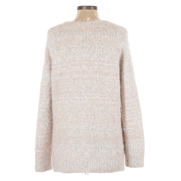 Lou & Grey Fuzzy Super Soft Marled Ivory Cream Pullover Sweater Size L NWT - Picture 2 of 10